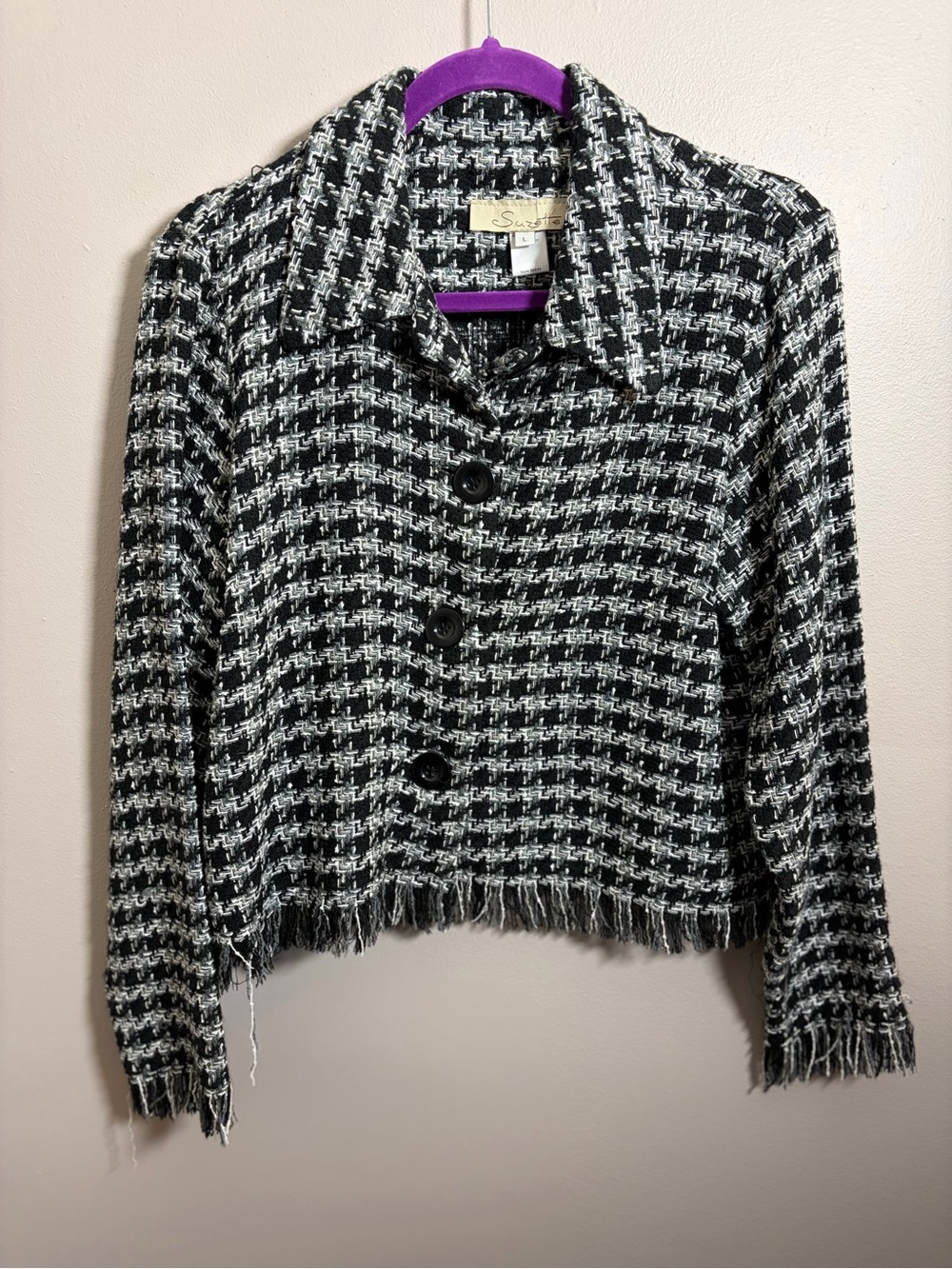 Suzette Crop Jacket with frayed/fringe hems